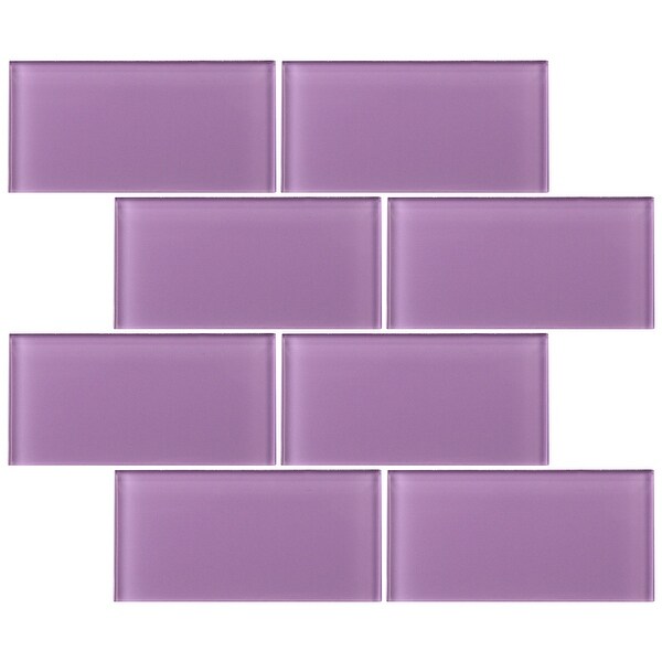 TileGen. 3" x 6" Glass Subway Tile in Purple Wall Tile (80 tiles/10sqft